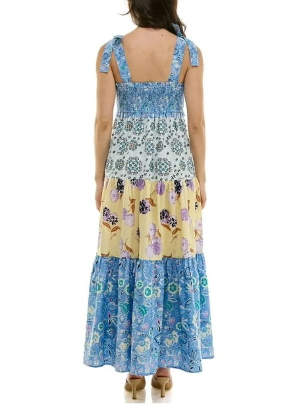 Nanette Lepore Blue and Yellow Tiered Floral Maxi Dress - Picture 2 of 5